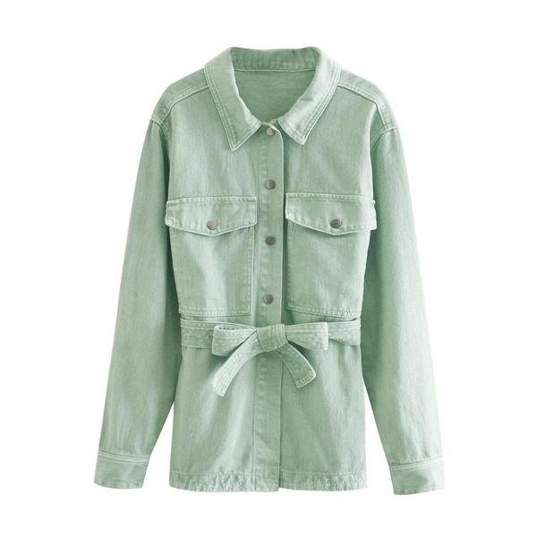 

women's trench coats women green denim coat loose oversize jackets 2021 turn-down collar indie y2k button belt korean casual solid colo, Tan;black