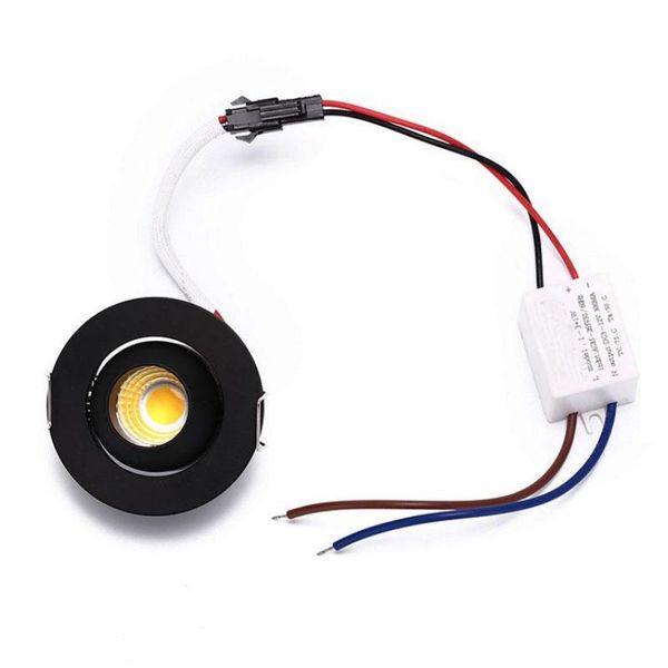 

downlights mini led downlight 42mm cut hole under cabinet spot light 3w for jewelry display ceiling recessed lamp 100v-240v white / black