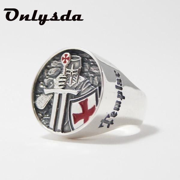 

wedding rings cool stuff men's stainless steel red armor shield knight templar crusader cross ring punk jewelry wholsale party gift, Slivery;golden