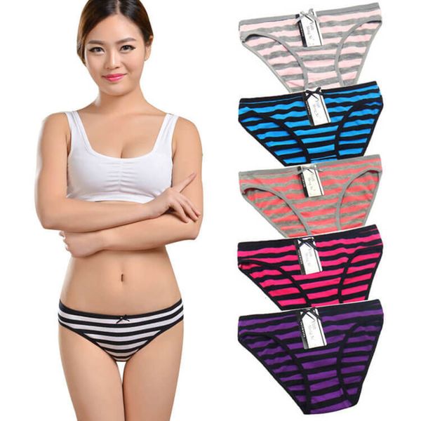 

cotton print stripe briefs shorts, Black;pink
