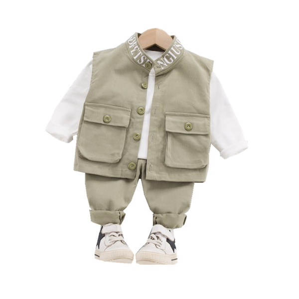 

spring autumn trendy children clothes baby boys girls letter vest t shirt pants kid infant clothing toddler casual tracksuit sets, White
