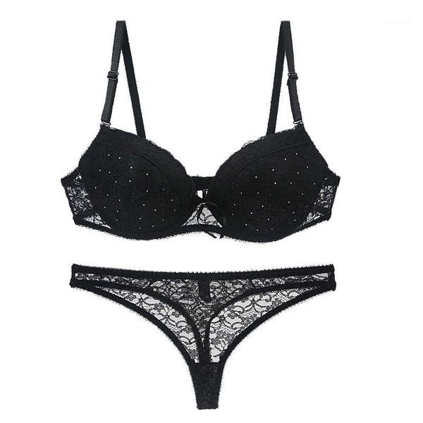 

yoga outfit women french diamonds lace bra super gathered underwear thin set push up bralette seamless thong panties