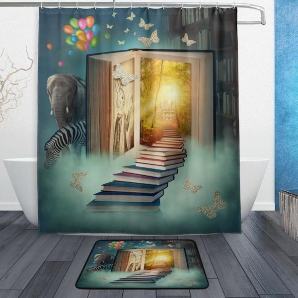 

shower curtains book to magic landscape waterproof polyester fabric curtain with hooks doormat bath floor mat bathroom home decor