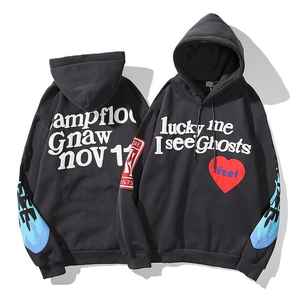 

hoodies20ss new kanye graffiti letter coat with plush hoodie, Black
