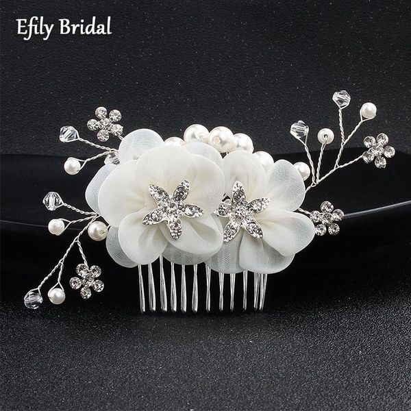 

hair clips & barrettes efily white flower comb jewelry handmade headpiece wedding accessories for women bridal headwear prom bridesmaid gift, Golden;silver