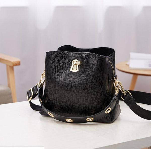

women's bucket shoulder bag crossbody genuine leather handbags totes adjustable strap fashion bags