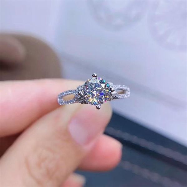 

cluster rings jewelry 1ct moissanite ring for daily wear dcolor silver 925, Golden;silver