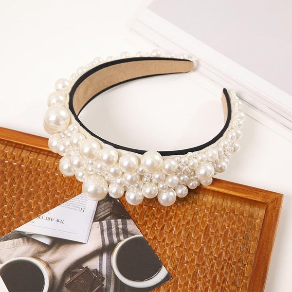 

hair clips & barrettes high-end large pearl headband wide version versatile temperament pressure women accessories, Golden;silver