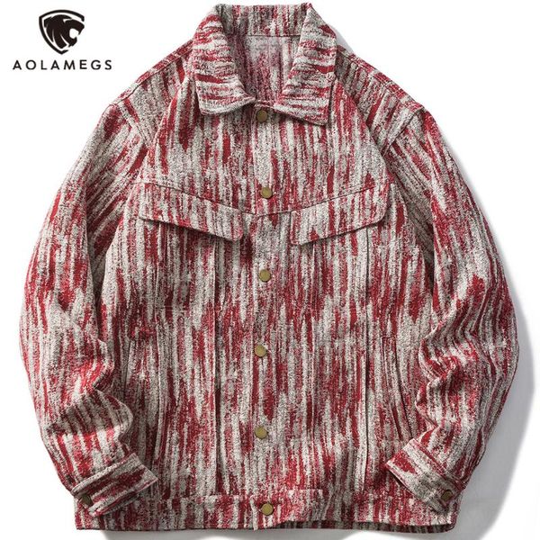 

men's jackets aolamegs jacket men tie dye print turn-down collar coats hip hop harajuku all-match baggy outwear autumn streetwear, Black;brown