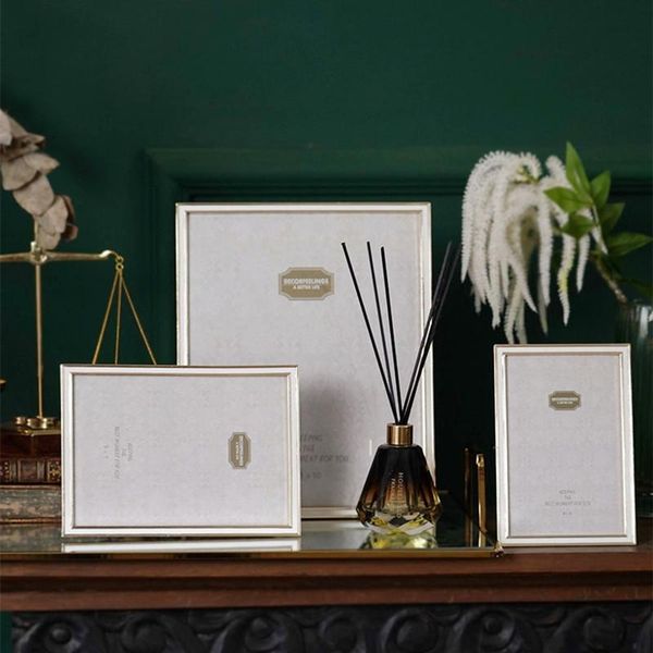 

frames metal po frame rectangular thin edges deskornaments home decoration light luxury jewelry narrow white memorial gift