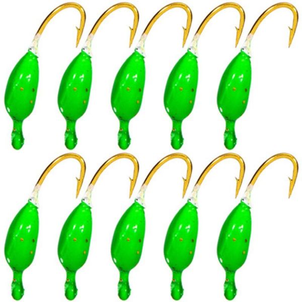 

fishing hooks 10pc with box high-carbon steel ice metal lures jigs heads winter jigging barbed super sharp for walleye