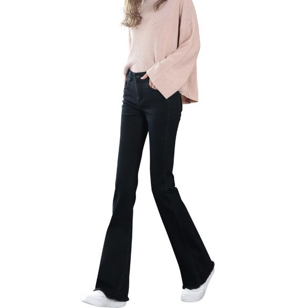 

women's jeans 2021 fashion spring autumn women flare denim pants high waist slim fit elastic skinny trousers, Blue