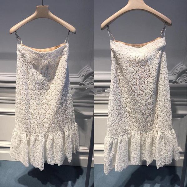 

skirts floral embroideried womens white midi skirt 2021 early autumn ruffles female long wild stylish clothes, Black