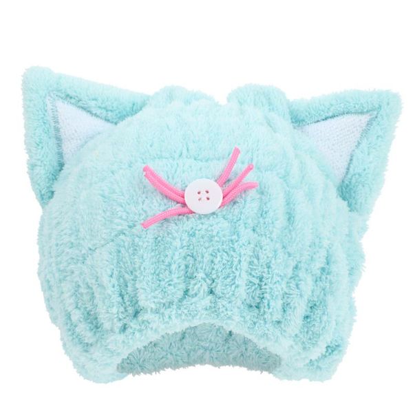 

shower caps cartoon cat ear hair drying towel super absorbent hat wrap head