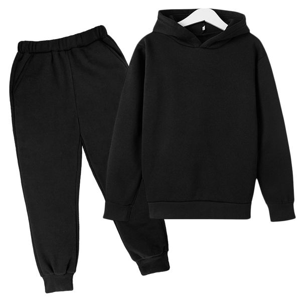 

hooded sweatersolid color long-sleeved hoodie children's suit, White