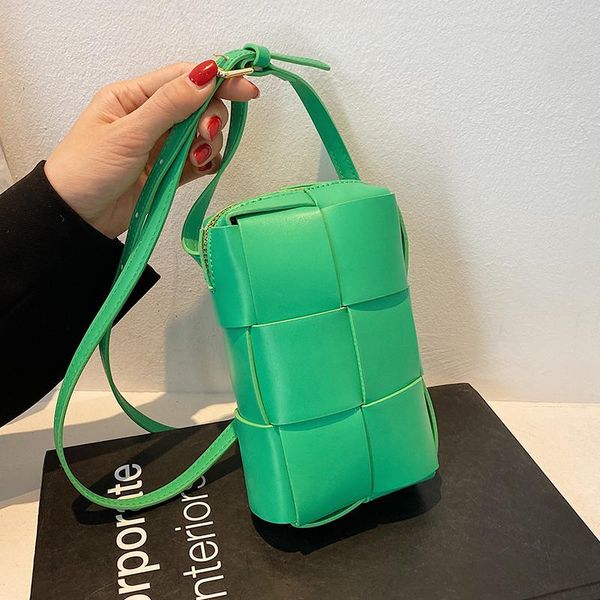 

evening bags small weave women shoulder soft pu leather crossbody bag ladies mini square chest summer green messenger waist