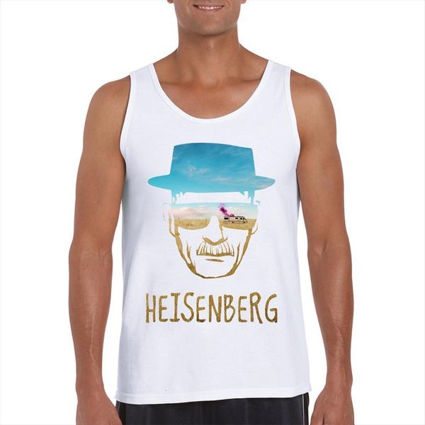

arrival fashion heisenberg men tank funny breaking bad printed male tee o neck casual cool vest, White;black