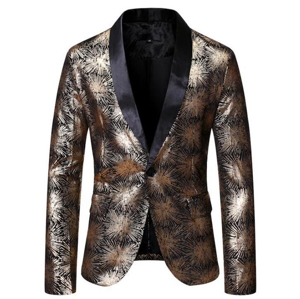 

men's suits & blazers single-piece suit youth self-cultivation casual bronzing printing performance dress jacket trajes de novio, White;black