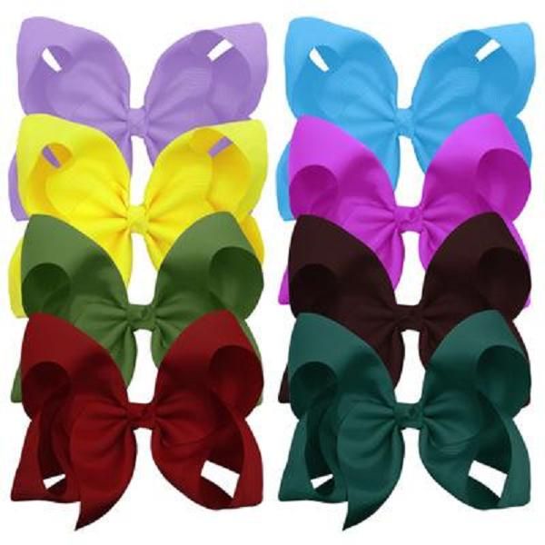

exported to europe and the united states 8 inch candy color children s bow hairpin hair accessories barrettes 60 colors, Slivery;white