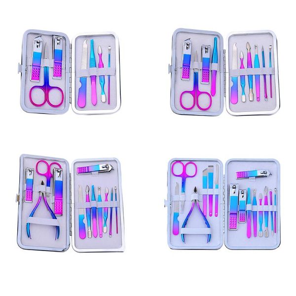 

nail art kits set manicure pedicure kit stainless steel clippers tool travel grooming case gift for lady file