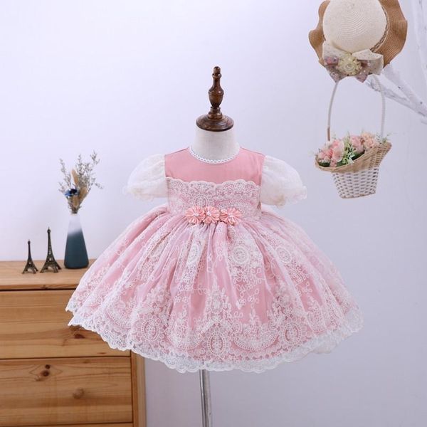 

toddler girl spanish lolita princess dress for baby girls birthday christening pink ball gown children boutique clothes 210615, Red;yellow