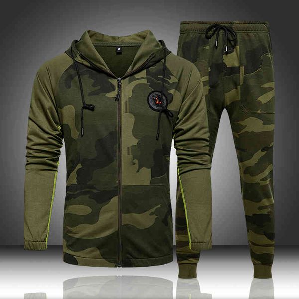 

men's camouflage hoodi and sets, autumn sportswear, 2 piec, Gray