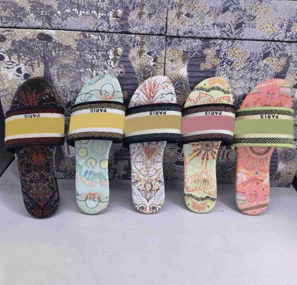

2021 est designer luxury leather women slippers summer flat fashion beach ladies head rainbow letters sandals big size with 35-42, Black