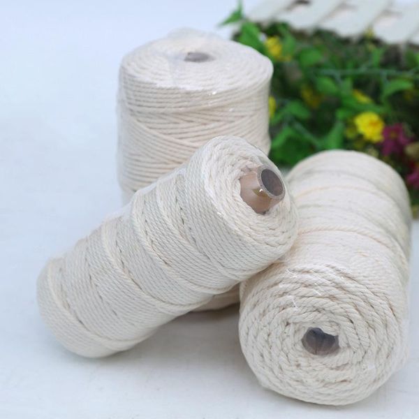

yarn 3mm macrame rope100% cotton cord twisted string for handmade natural beige rope diy home accessories, Black;white