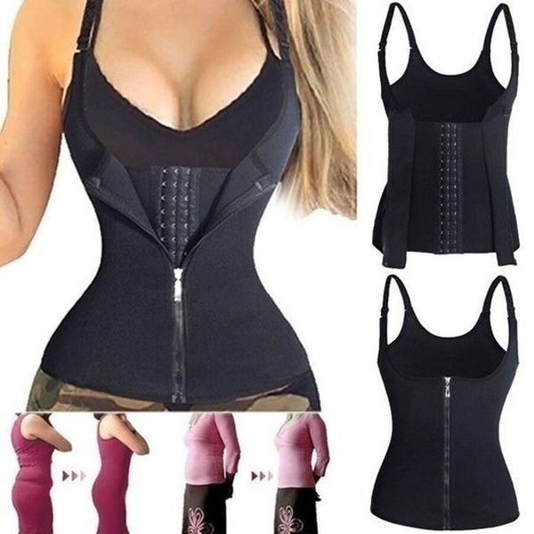 

women's shapers 1pc women waist trainer vest tummy belly girdle body shaper cincher corset adjustable strap zipper, Black;white