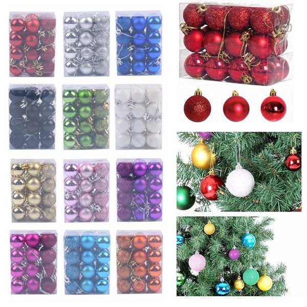 

christmas decorations 24pcs tree balls xmas ornament ball glitter hanging home party pendant decor prop weihnachtskugeln