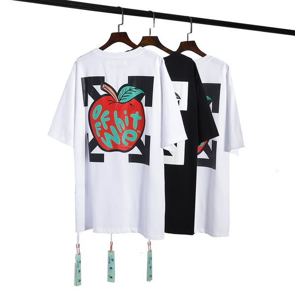 

230g double yarn oversized short sleeve t-shirt with apple design, White;black