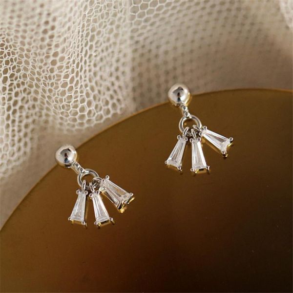 

other pofunuo 925 sterling silver sector zircon tassel girls cute earrings women romantic lovers gift fine jewelry chic stud, Golden;silver
