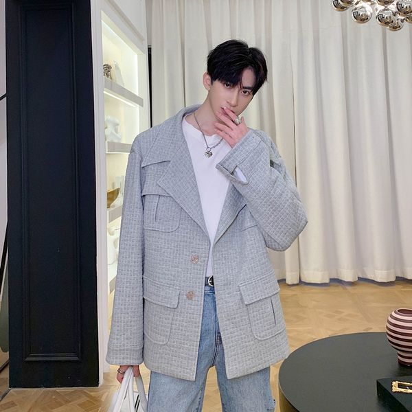 

men's jackets men vintage fashion casual plaid cargo jacket outerwear male retro streetstyle loose coat zfmz, Black;brown