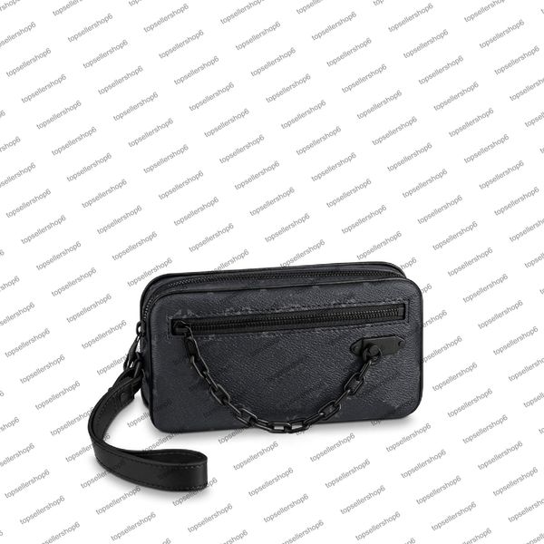 

m68321 m55703 pochette volga men clutch chain bag designer genuine cowhide leather canvas embossed check removable strap handbag purse walle