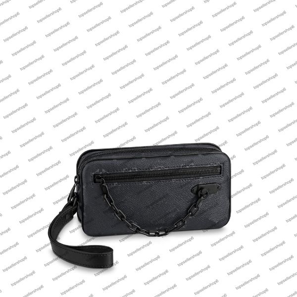 M68321 M55703 POCHETTE VOLGA Men CLUTCH Bolsa de corrente Designer Genuíno couro de vaca lona em relevo cheque alça removível bolsa bolsa carteira