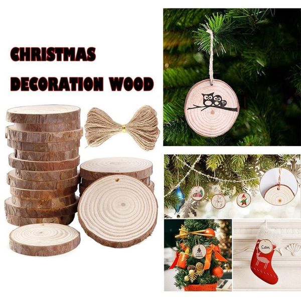

christmas decorations natural wood blocks diy hand-painted log crafts 5pc party painting decoration xmas tree pendant