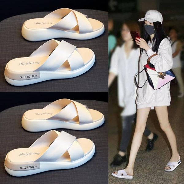 

sandals summer ladies soft sole comfortable breathable casual and slippers beach shoes, Black