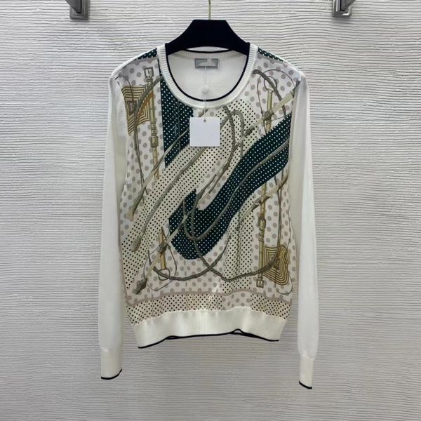 

2022 spring milan runway sweaters o neck long sleeve women's sweaters high end jacquard pullover designer sweater 1105-10, White;black