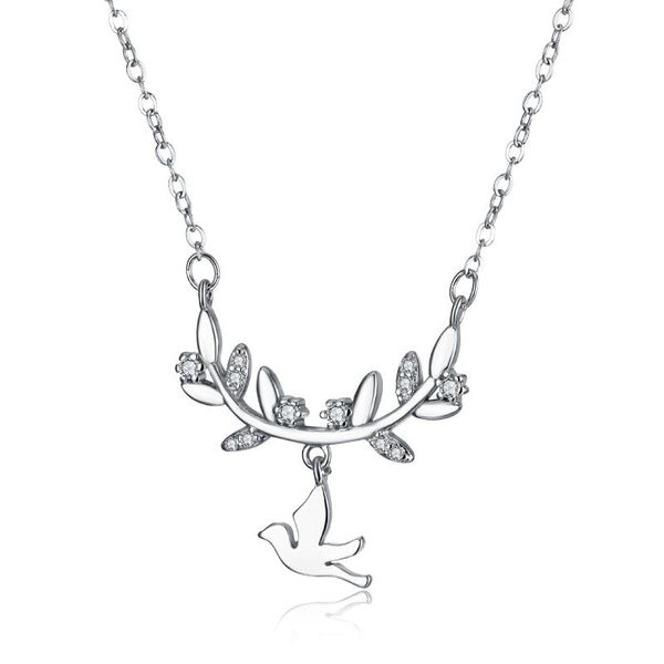 

pendant necklaces women necklace zircon bird branches 925 sterling silver genuine gold plating for color fashion personalized cha