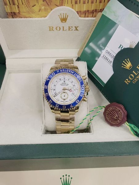 

with original box luxury men's wristwatch 44mm regatta ceramic bezel chronograph gold & steel automatic mens watch, Slivery;brown