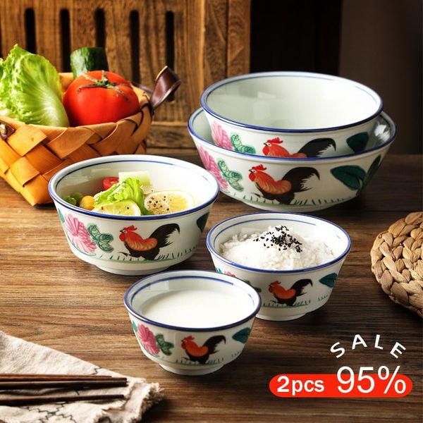 

bowls durable rooster ceramic vintage bowl el restaurant household milk dessert salad soup noodels