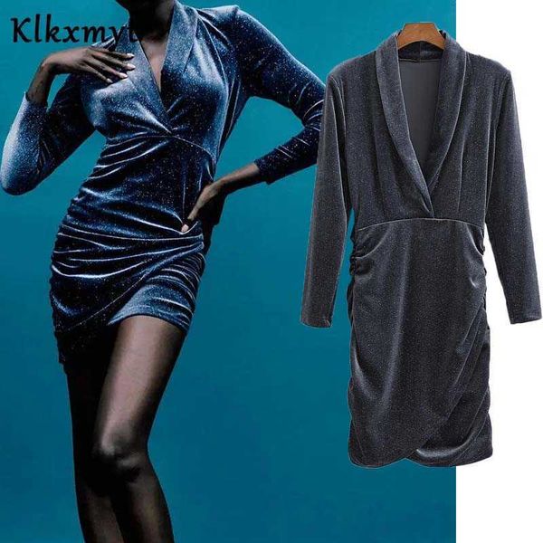 

klkxmyt za dress women englang style fashion velvet folds vintage mini dresses female vestidos de fiesta noche vestido 210527, Black;gray