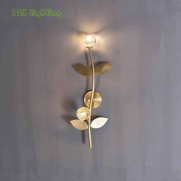 

wall lamp crystal flowers led lights copper living room aisle bedside sconce romantic decoration light fixtures g9 home deco