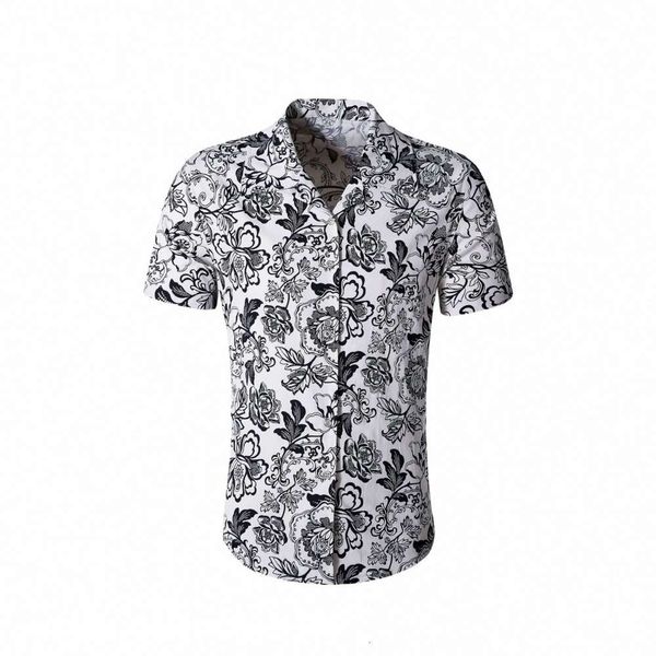 

shirtscasual summer loose large men's printed shirt, White;black