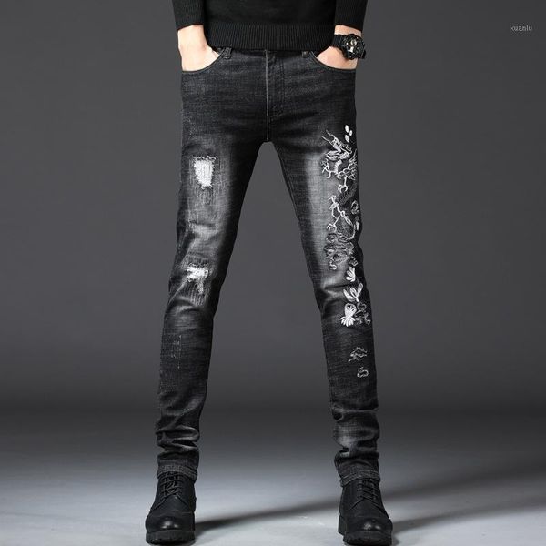 

arrivals men's biker jeans slim fit straight denim pants distressed trousers, Blue
