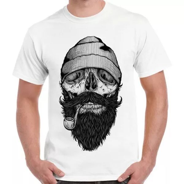 

beard skull bone sailor pirate cool gift retro t shirt 2370, White;black