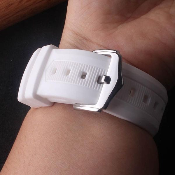 

watch bands big size width 22mm 23mm 24mm 26mm 28mm watchbands silicone rubber soft waterproof watches men accessories white straps, Black;brown