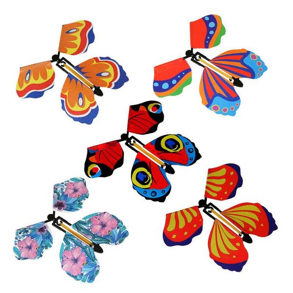 

greeting cards 5pcs plastic great surprise colorful magic flying wind up butterfly toy for birthday wedding fun