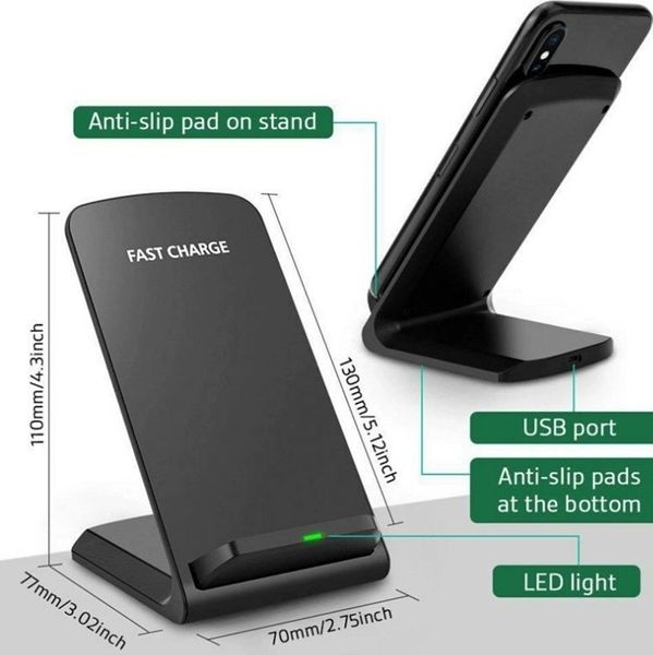 10w Wireless Carregador Qi Holder Standard Charging Dock Station Chargers de telefone para iPhone 12 SE2 X XS Max XR 11 Pro 8 Samsung S21 S20 S10 S9