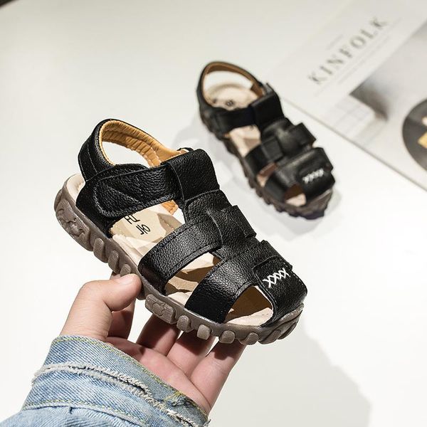

sandals boys sandalies children's stitching simple soft bottom girls baby beach shoes tide summer wholesale, Black;red